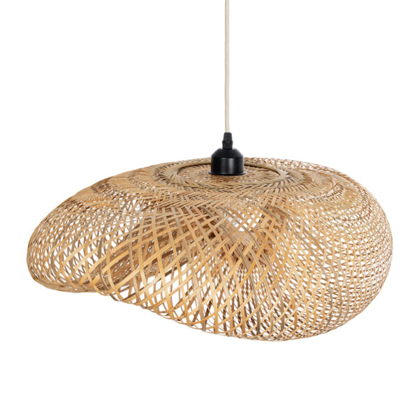 GloboStar® MEXICO 00719 Boho Κρεμαστό Φωτιστικό Ανάρτηση Μονόφωτο 1 x E27 IP20 Μπεζ Ξύλο - Μ65 x Π46 x Y30cm - Image 4