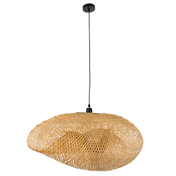 GloboStar® MEXICO 00721 Boho Κρεμαστό Φωτιστικό Ανάρτηση Μονόφωτο 1 x E27 IP20 Μπεζ Ξύλο - Μ100 x Π80 x Y35cm - Image 3