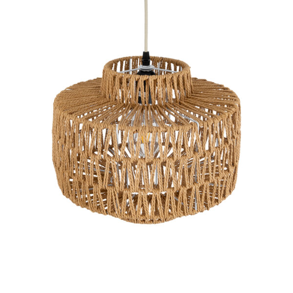 GloboStar® JENSON 00909 Boho Κρεμαστό Φωτιστικό Πλέγμα Μονόφωτο 1 x E27 IP20 Μπεζ Σχοινί - Μ33 x Π33 x Y35cm - Image 6