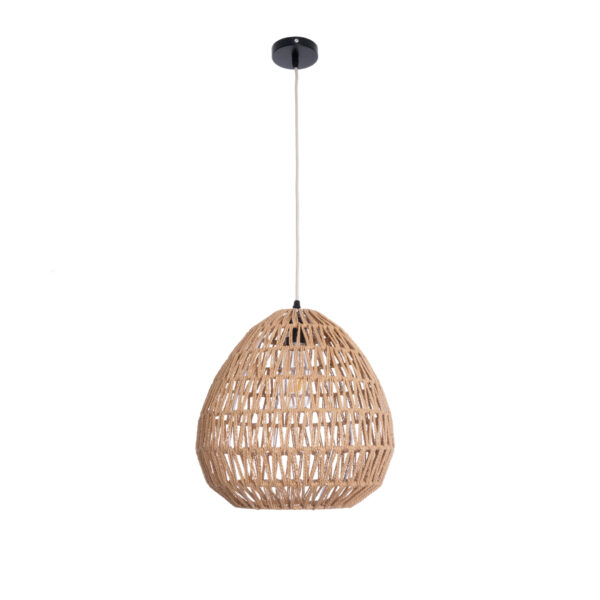 GloboStar® JENSON 00911 Boho Κρεμαστό Φωτιστικό Πλέγμα Μονόφωτο 1 x E27 IP20 Μπεζ Σχοινί - Μ36 x Π36 x Y30cm - Image 2