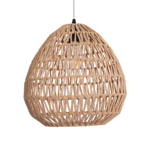 GloboStar® JENSON 00911 Boho Κρεμαστό Φωτιστικό Πλέγμα Μονόφωτο 1 x E27 IP20 Μπεζ Σχοινί - Μ36 x Π36 x Y30cm - Image 3