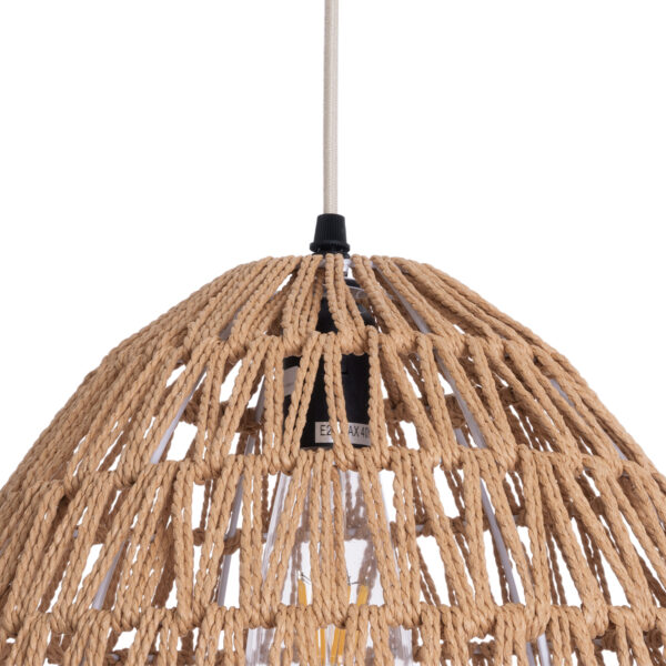 GloboStar® JENSON 00911 Boho Κρεμαστό Φωτιστικό Πλέγμα Μονόφωτο 1 x E27 IP20 Μπεζ Σχοινί - Μ36 x Π36 x Y30cm - Image 6