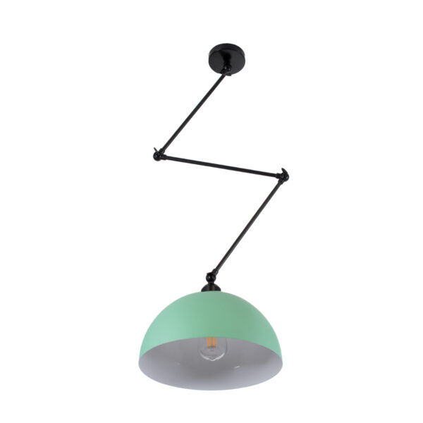 GloboStar® LOTUS 00936 Μοντέρνο Φωτιστικό Οροφής Καμπάνα Μονόφωτο 1 x E27 IP20 Πράσινο, Μαύρο & Λευκό Μέταλλο - Μ30 x Π30 x Υ21cm - Image 4