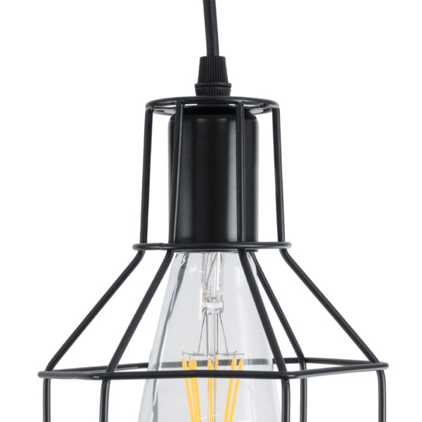 GloboStar® CAGE BLACK 01017 Vintage Κρεμαστό Φωτιστικό Πλέγμα Μονόφωτο 1 x E27 IP20 Μαύρο Μέταλλο - Μ15 x Π15 x Υ20cm - Image 7