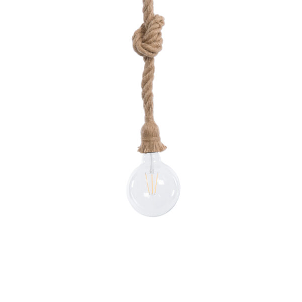 GloboStar® ROPE 01018 Vintage Κρεμαστό Φωτιστικό Ανάρτηση Μονόφωτο 1 x E27 IP20 Μπεζ Σχοινί - Μ3.5 x Π3.5 x Υ200cm