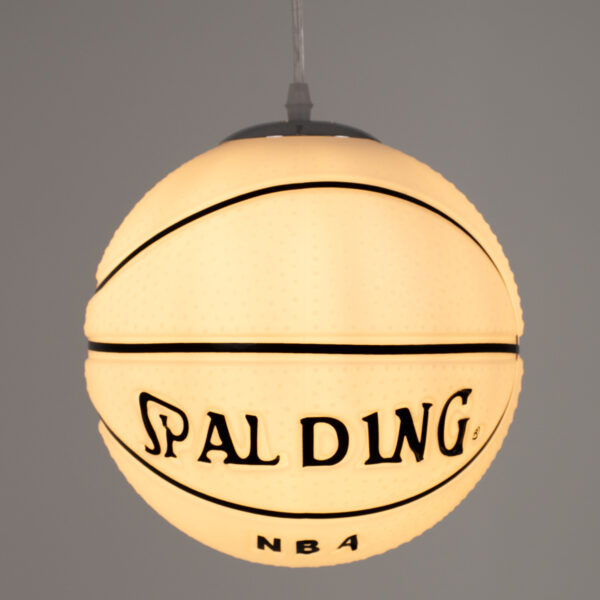 GloboStar® SPALDING NBA 01031 Παιδικό Κρεμαστό Φωτιστικό Μπάλα Μονόφωτο 1 x E27 IP20 Λευκό & Μαύρο Γυαλί - Μ25 x Π25 x Υ25cm - Image 2