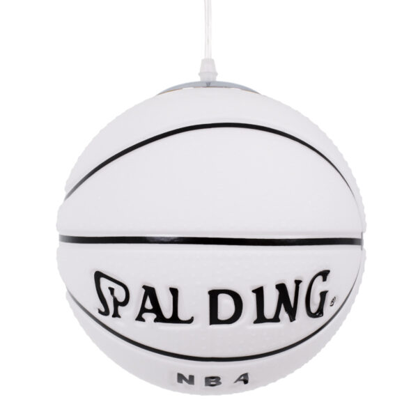 GloboStar® SPALDING NBA 01031 Παιδικό Κρεμαστό Φωτιστικό Μπάλα Μονόφωτο 1 x E27 IP20 Λευκό & Μαύρο Γυαλί - Μ25 x Π25 x Υ25cm - Image 4