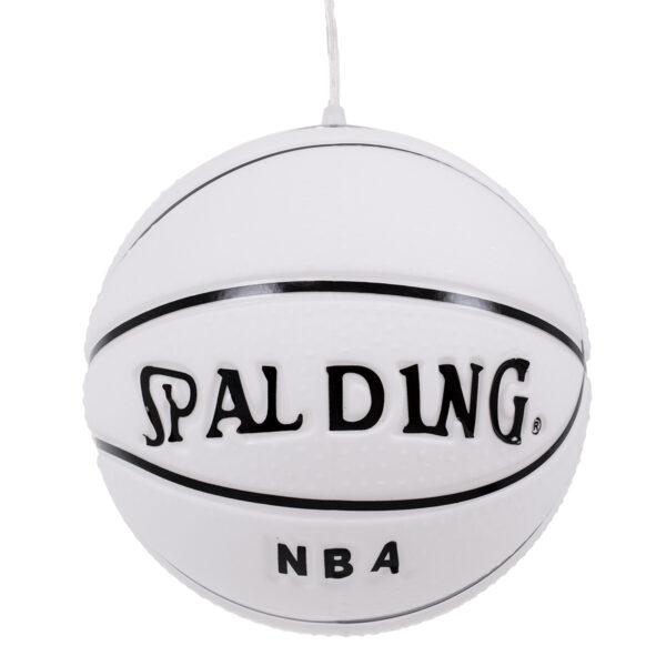 GloboStar® SPALDING NBA 01031 Παιδικό Κρεμαστό Φωτιστικό Μπάλα Μονόφωτο 1 x E27 IP20 Λευκό & Μαύρο Γυαλί - Μ25 x Π25 x Υ25cm - Image 5