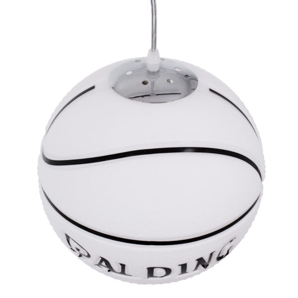 GloboStar® SPALDING NBA 01031 Παιδικό Κρεμαστό Φωτιστικό Μπάλα Μονόφωτο 1 x E27 IP20 Λευκό & Μαύρο Γυαλί - Μ25 x Π25 x Υ25cm - Image 6