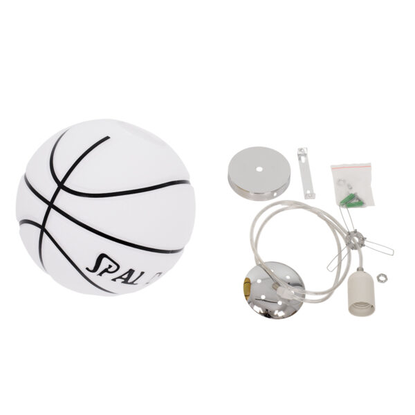 GloboStar® SPALDING NBA 01031 Παιδικό Κρεμαστό Φωτιστικό Μπάλα Μονόφωτο 1 x E27 IP20 Λευκό & Μαύρο Γυαλί - Μ25 x Π25 x Υ25cm - Image 8