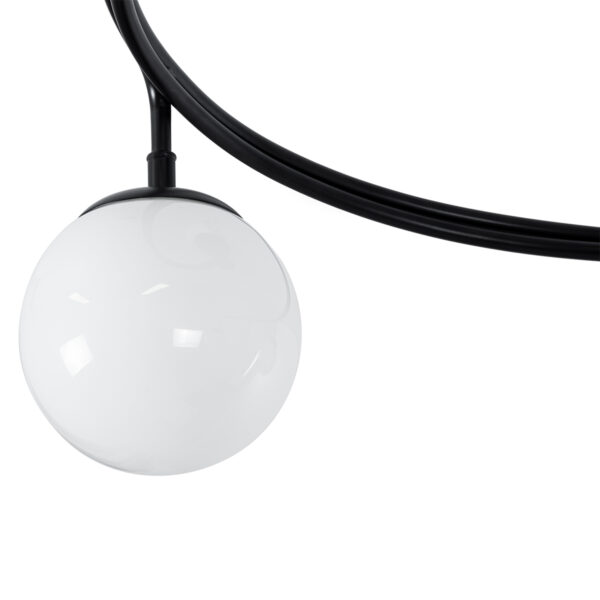 GloboStar® SELINA 01089 Μοντέρνο Φωτιστικό Οροφής Μπάλα Τρίφωτο 3 x E27 IP20 Μαύρο Μέταλλο με Λευκό Γυαλί - Μ60 x Π60 x Υ45cm - Image 4