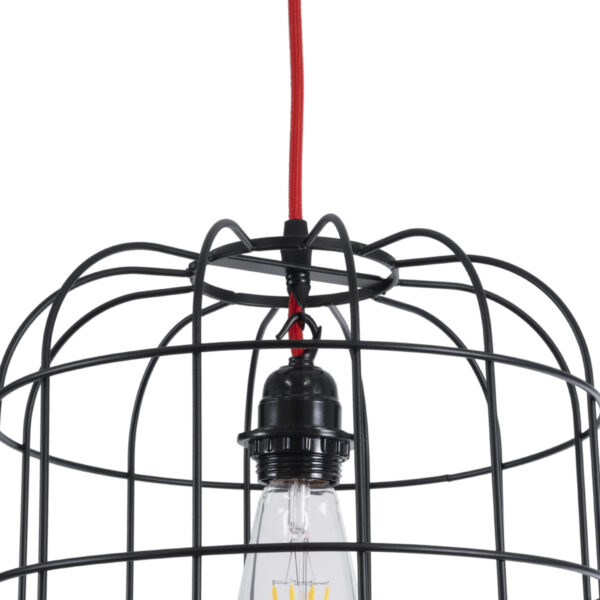 GloboStar® PARROT 01099 Μοντέρνο Κρεμαστό Φωτιστικό Πλέγμα Μονόφωτο 1 x E27 IP20 Μαύρο Μέταλλο - Μ28 x Π28 x Υ30cm - Image 7