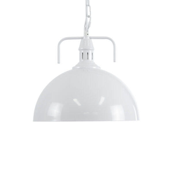 GloboStar® LARKIN 01174 Vintage Κρεμαστό Φωτιστικό Καμπάνα Μονόφωτο 1 x E27 IP20 Λευκό Μέταλλο - Μ30 x Π30 x Y28cm - Image 3