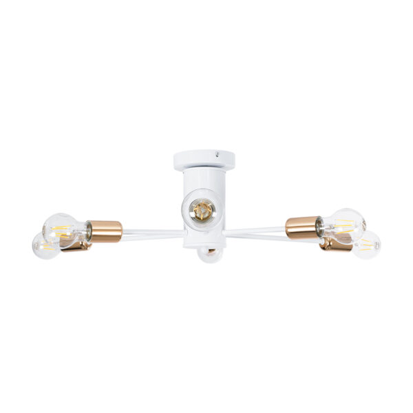 GloboStar® OLINDA 01385 Μοντέρνο Φωτιστικό Οροφής Πλέγμα Πολύφωτο 6 x E27 IP20 Λευκό & Χάλκινο - Μέταλλο Μ60 x Π60 x Υ20cm - Image 3