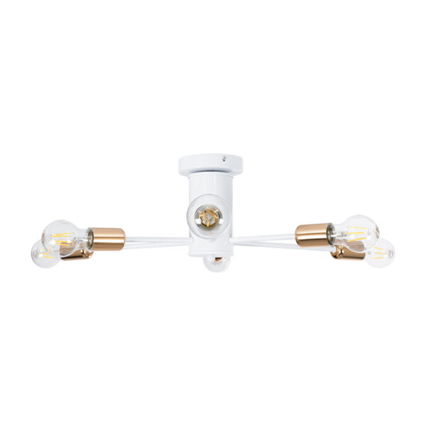 GloboStar® OLINDA 01385 Μοντέρνο Φωτιστικό Οροφής Πλέγμα Πολύφωτο 6 x E27 IP20 Λευκό & Χάλκινο - Μέταλλο Μ60 x Π60 x Υ20cm - Image 4
