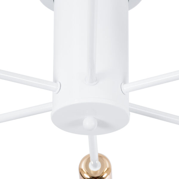 GloboStar® OLINDA 01385 Μοντέρνο Φωτιστικό Οροφής Πλέγμα Πολύφωτο 6 x E27 IP20 Λευκό & Χάλκινο - Μέταλλο Μ60 x Π60 x Υ20cm - Image 7