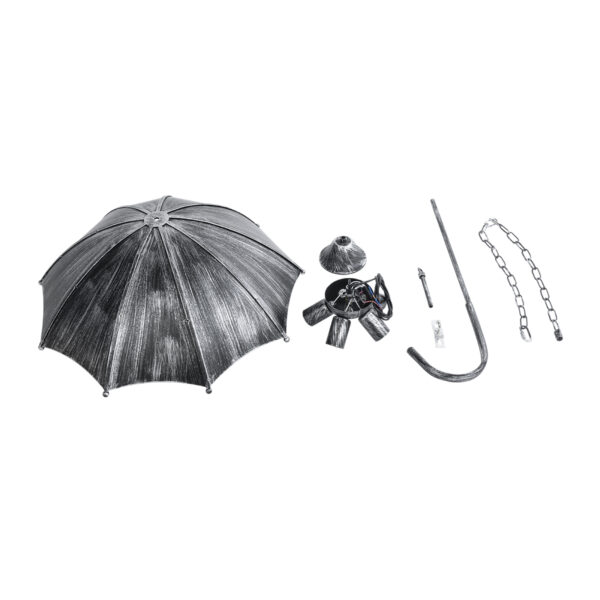 GloboStar® UMBRELLA 01407 Vintage Κρεμαστό Φωτιστικό Φιγούρα Πολύφωτο 5 x E27 IP20 Ασημί Μέταλλο - Μ60 x Π60 x Y65cm - Image 11