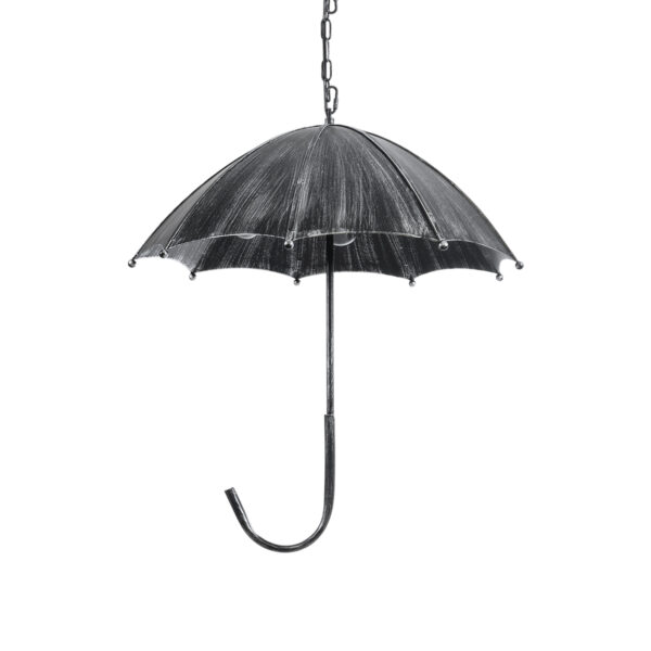 GloboStar® UMBRELLA 01407 Vintage Κρεμαστό Φωτιστικό Φιγούρα Πολύφωτο 5 x E27 IP20 Ασημί Μέταλλο - Μ60 x Π60 x Y65cm