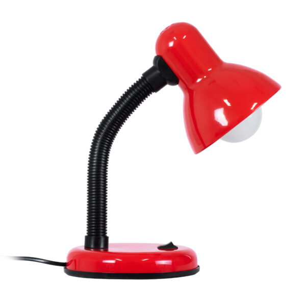 GloboStar® STUDENT RED 01535 Μοντέρνο Επιτραπέζιο Φωτιστικό Γραφείου Μονόφωτο 1 x E27 Κόκκινο με Λευκό Μεταλλικό με Διακόπτη ΟN/OFF Καμπάνα Φ12 x Υ32cm - Image 3