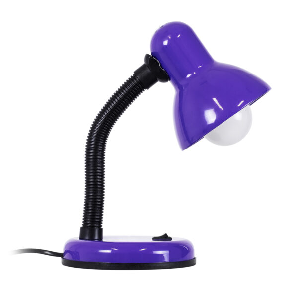 GloboStar® STUDENT PURPLE 01537 Μοντέρνο Επιτραπέζιο Φωτιστικό Γραφείου Μονόφωτο 1 x E27 Μωβ με Λευκό Μεταλλικό με Διακόπτη ΟN/OFF Καμπάνα Φ12 x Υ32cm - Image 3