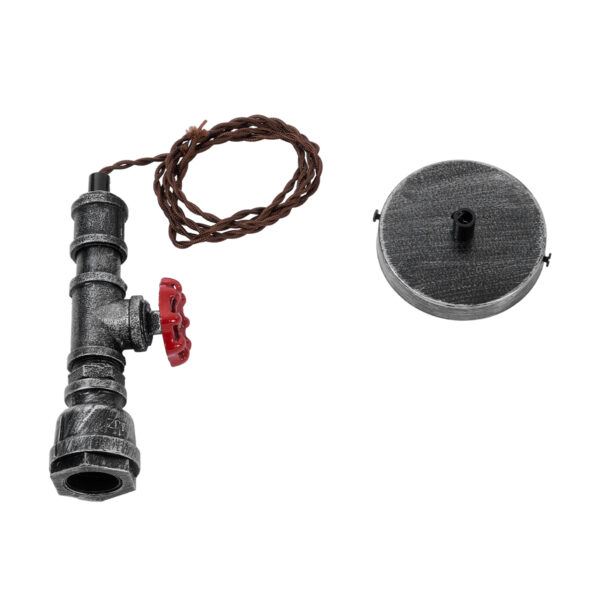 GloboStar® SPIGOT 01583 Vintage Κρεμαστό Φωτιστικό Ανάρτηση Μονόφωτο 1 x E27 IP20 Ασημί & Κόκκινο Μέταλλο - Μ5 x Π5 x Y20cm - Image 11