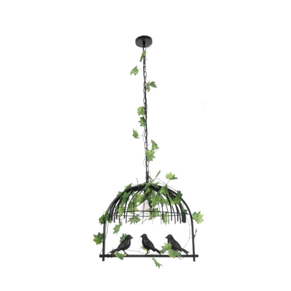 GloboStar® NEST 01640 Vintage Κρεμαστό Φωτιστικό Φιγούρα Μονόφωτο 1 x E27 IP20 Μαύρο Μέταλλο με Πράσινο Πλαστικό - Μ48 x Π38 x Y40cm - Image 3