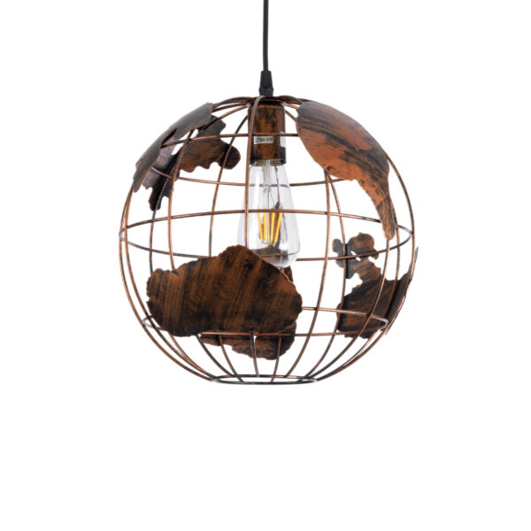 GloboStar® EARTH 01662 Vintage Κρεμαστό Φωτιστικό Φιγούρα Μονόφωτο 1 x E27 IP20 Χάλκινο Μέταλλο - Μ30 x Π30 x Y30cm