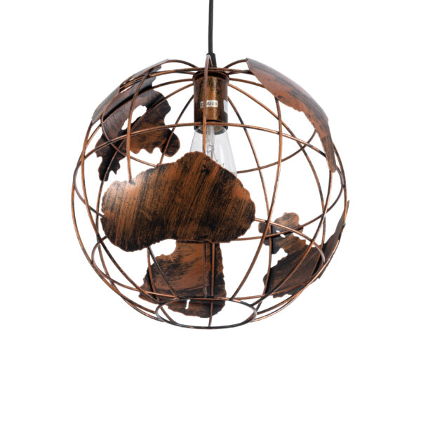 GloboStar® EARTH 01662 Vintage Κρεμαστό Φωτιστικό Φιγούρα Μονόφωτο 1 x E27 IP20 Χάλκινο Μέταλλο - Μ30 x Π30 x Y30cm - Image 5