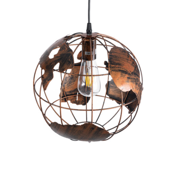 GloboStar® EARTH 01662 Vintage Κρεμαστό Φωτιστικό Φιγούρα Μονόφωτο 1 x E27 IP20 Χάλκινο Μέταλλο - Μ30 x Π30 x Y30cm - Image 6