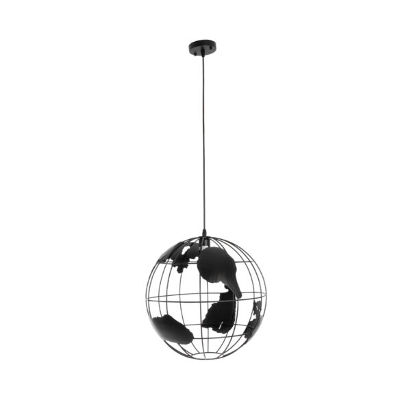 GloboStar® EARTH 01663 Vintage Κρεμαστό Φωτιστικό Φιγούρα Μονόφωτο 1 x E27 IP20 Μαύρο Μέταλλο - Μ41 x Π41 x Y41cm - Image 3