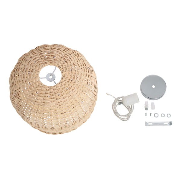 GloboStar® BERMUDA 01708 Boho Κρεμαστό Φωτιστικό Καμπάνα Μονόφωτο 1 x E27 IP20 Μπεζ Ξύλο - Μ31 x Π31 x Y22cm - Image 9