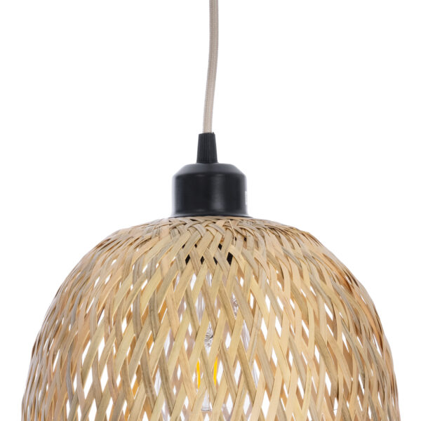 GloboStar® MANILA 01713 Boho Κρεμαστό Φωτιστικό Πλέγμα Μονόφωτο 1 x E27 IP20 Μπεζ Ξύλο - Μ25 x Π25 x Υ60cm - Image 7