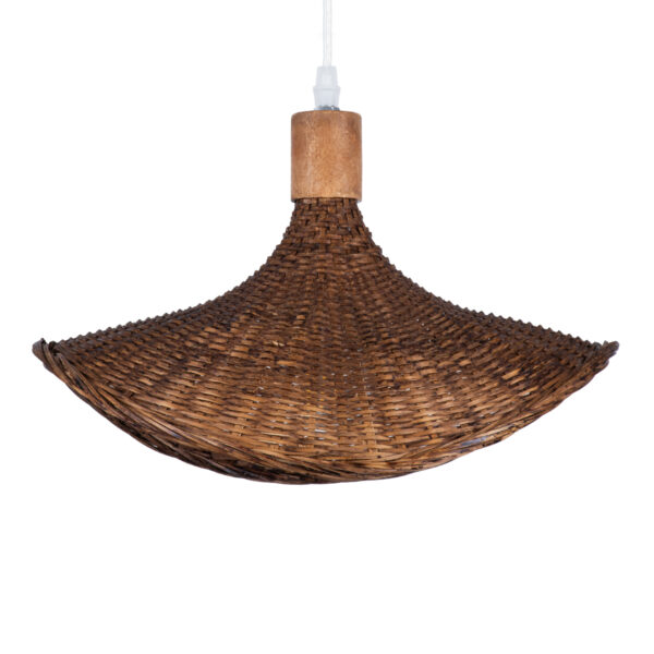 GloboStar® CUBA 01716 Boho Κρεμαστό Φωτιστικό Ανάρτηση Μονόφωτο 1 x E27 IP20 Καφέ Ξύλο - Μ33 x Π33 x Υ25cm - Image 7