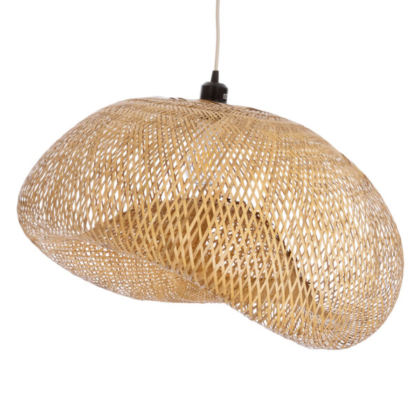 GloboStar® CARIBBEAN 01724 Boho Κρεμαστό Φωτιστικό Ανάρτηση Μονόφωτο 1 x E27 IP20 Μπεζ Ξύλο - Μ60 x Π60 x Υ38cm - Image 4