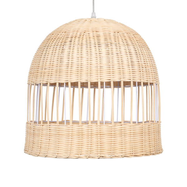 GloboStar® LUCIA 01725 Boho Κρεμαστό Φωτιστικό Πλέγμα Μονόφωτο 1 x E27 IP20 Μπεζ Ξύλο - Μ40 x Π40 x Y34cm - Image 4