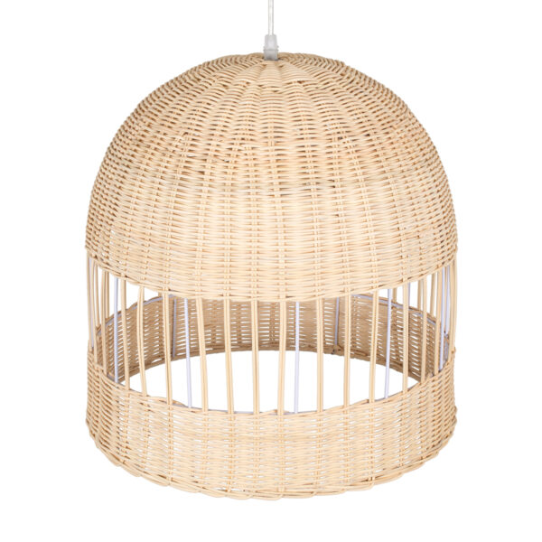 GloboStar® LUCIA 01725 Boho Κρεμαστό Φωτιστικό Πλέγμα Μονόφωτο 1 x E27 IP20 Μπεζ Ξύλο - Μ40 x Π40 x Y34cm - Image 6