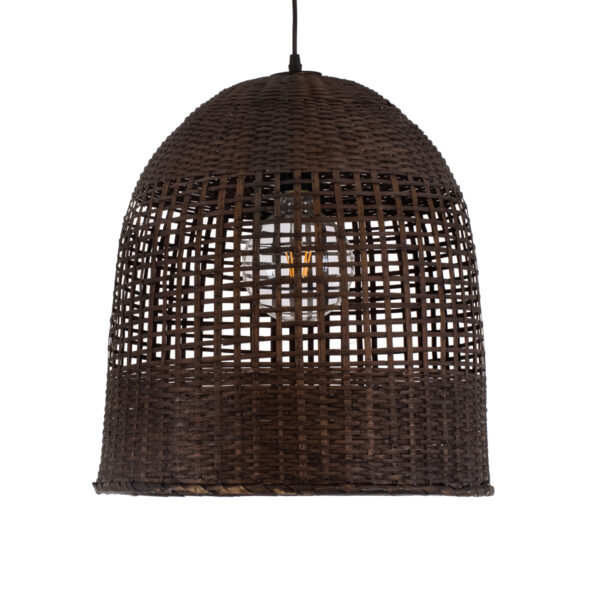 GloboStar® BORA-BORA 01736 Boho Κρεμαστό Φωτιστικό Καμπάνα Μονόφωτο 1 x E27 IP20 Καφέ Ξύλο - Μ42 x Π42 x Y44cm - Image 4