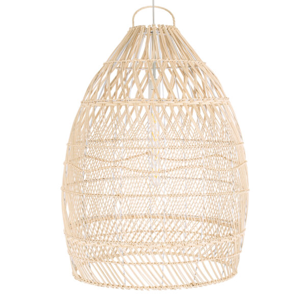 GloboStar® MALIBU 01810 Boho Κρεμαστό Φωτιστικό Καμπάνα Μονόφωτο 1 x E27 IP20 Μπεζ Ξύλο - Μ57 x Π57 x Υ75cm - Image 6