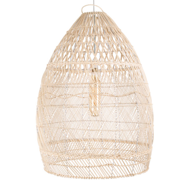 GloboStar® MALIBU 01811 Boho Κρεμαστό Φωτιστικό Καμπάνα Μονόφωτο 1 x E27 IP20 Μπεζ Ξύλο - Μ76 x Π76 x Υ100cm - Image 6