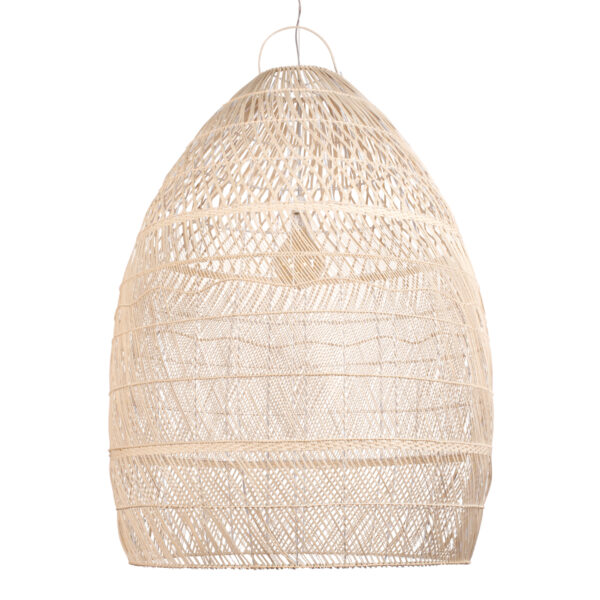 GloboStar® MALIBU 01813 Boho Κρεμαστό Φωτιστικό Καμπάνα Μονόφωτο 1 x E27 IP20 Μπεζ Ξύλο - Μ120 x Π120 x Υ156cm - Image 5