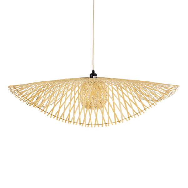 GloboStar® CINNABAR 01838 Boho Κρεμαστό Φωτιστικό Πλέγμα Μονόφωτο 1 x E27 IP20 Μπεζ Ξύλο - Μ100 x Π100 x Υ21cm - Image 4