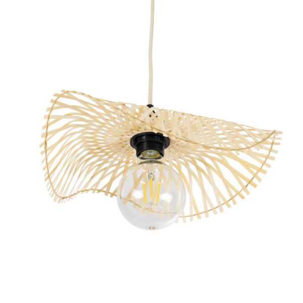 GloboStar® MELEMELE 01839 Boho Κρεμαστό Φωτιστικό Πλέγμα Μονόφωτο 1 x E27 IP20 Μπεζ Ξύλο - Μ35 x Π35 x Υ4cm - Image 5