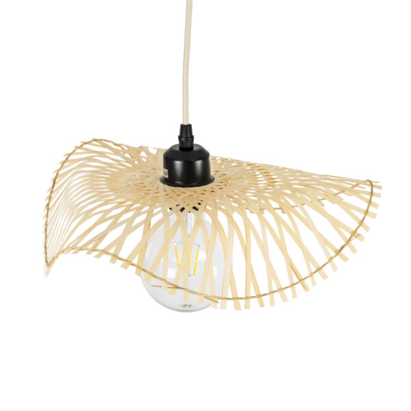 GloboStar® MELEMELE 01839 Boho Κρεμαστό Φωτιστικό Πλέγμα Μονόφωτο 1 x E27 IP20 Μπεζ Ξύλο - Μ35 x Π35 x Υ4cm - Image 6