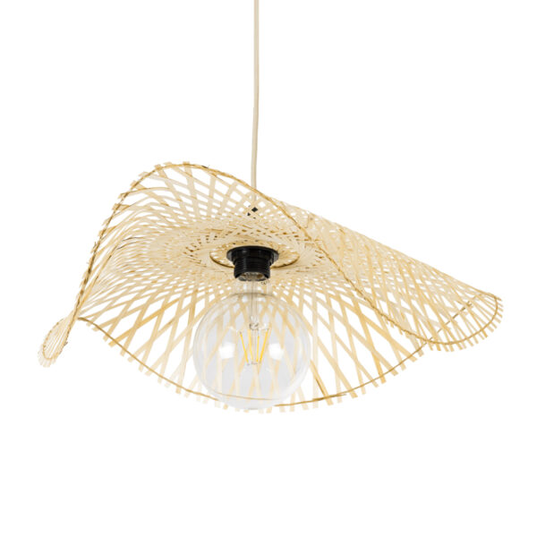 GloboStar® MELEMELE 01840 Boho Κρεμαστό Φωτιστικό Πλέγμα Μονόφωτο 1 x E27 IP20 Μπεζ Ξύλο - Μ50 x Π50 x Υ7cm - Image 5