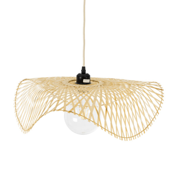 GloboStar® MELEMELE 01840 Boho Κρεμαστό Φωτιστικό Πλέγμα Μονόφωτο 1 x E27 IP20 Μπεζ Ξύλο - Μ50 x Π50 x Υ7cm - Image 6