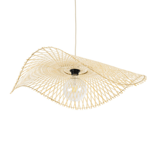 GloboStar® MELEMELE 01841 Boho Κρεμαστό Φωτιστικό Πλέγμα Μονόφωτο 1 x E27 IP20 Μπεζ Ξύλο - Μ75 x Π75 x Υ10cm - Image 5