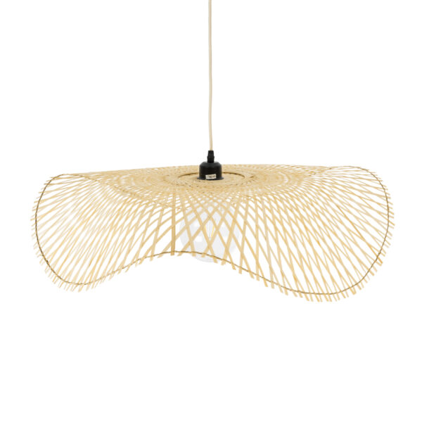 GloboStar® MELEMELE 01841 Boho Κρεμαστό Φωτιστικό Πλέγμα Μονόφωτο 1 x E27 IP20 Μπεζ Ξύλο - Μ75 x Π75 x Υ10cm - Image 6