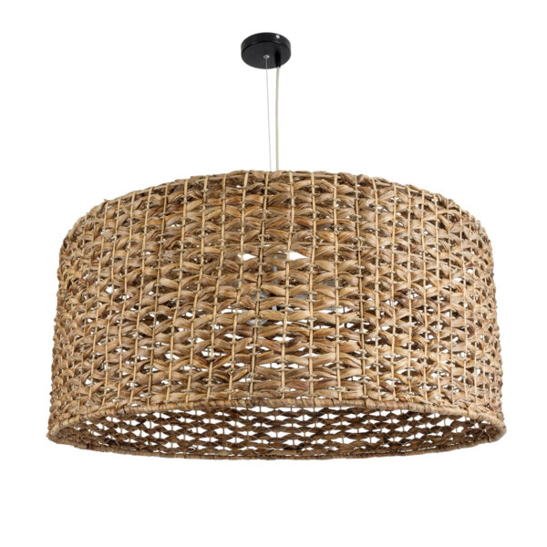 GloboStar® MANGATA 01850 Boho Κρεμαστό Φωτιστικό Καμπάνα Μονόφωτο 1 x E27 IP20 Καφέ Ξύλο - Μ90 x Π90 x Υ40cm - Image 3