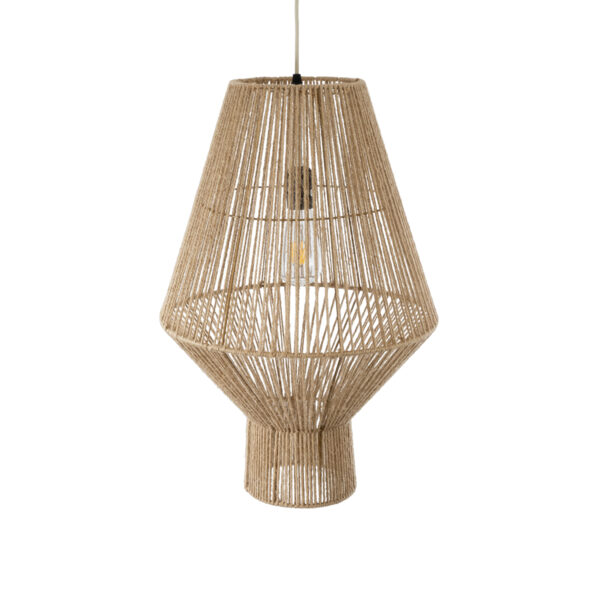 GloboStar® CAYMAN 01853 Boho Κρεμαστό Φωτιστικό Πλέγμα Μονόφωτο 1 x E27 IP20 Μπεζ Σχοινί - Μ40 x Π40 x Υ60cm - Image 6