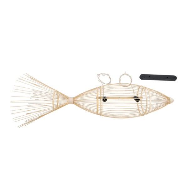 GloboStar® FISH 01927 Μοντέρνο Κρεμαστό Φωτιστικό Πλέγμα Δίφωτο 2 x E27 IP20 Μπεζ Ξύλο - Μ130 x Π42 x Υ42cm - Image 9